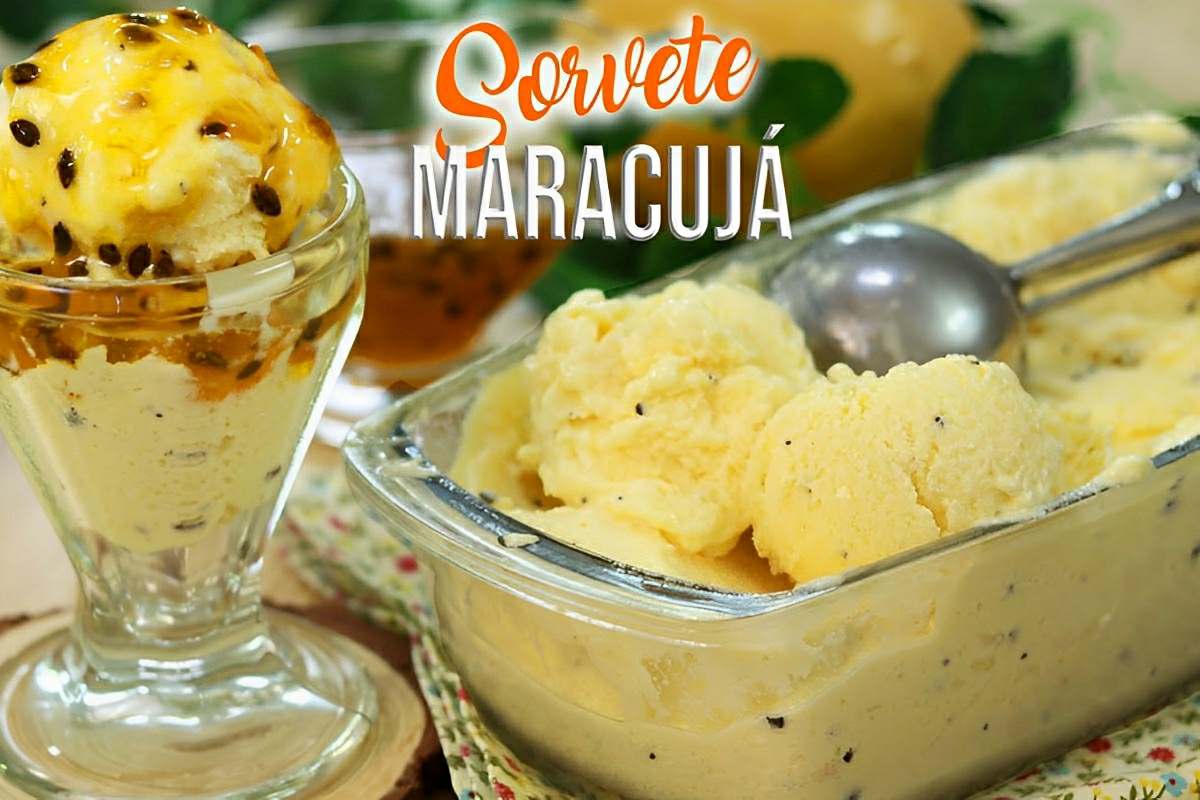 Sorvete cremoso de maracujá feito gelatina super simples e delicioso