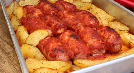 Linguiça Com Batata No Forno