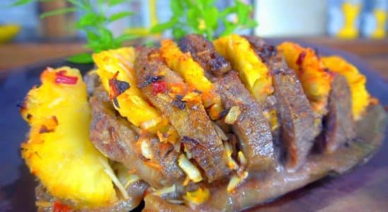 lombo recheado com abacaxi