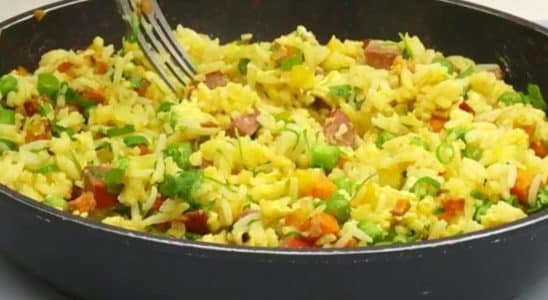 receita com arroz amanhecido