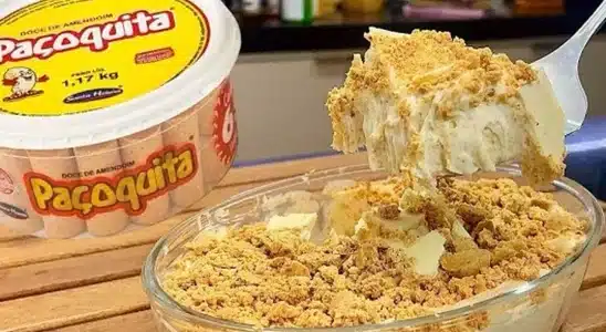 Sobremesa de paçoca com chocolate branco que é fácil de fazer e todo mundo se apaixona 4 sobremesa de paçoca