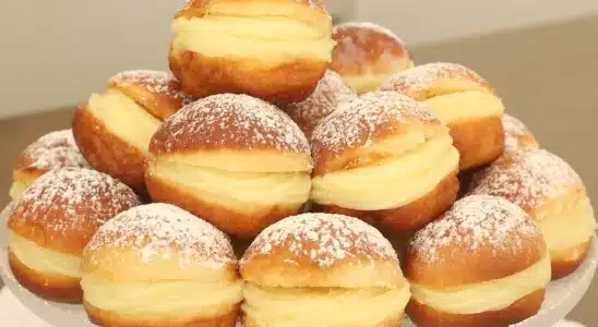 Sonho de padaria com massa perfeita e um creme que não desanda nem fica muito doce 1 sonho de padaria