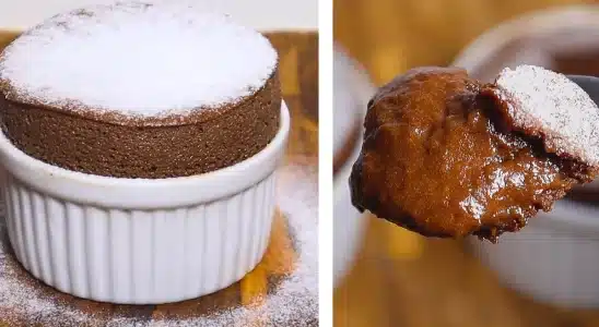 Suflê de chocolate super cremoso que você consegue deixar pronto rapidinho 1 suflê de chocolate
