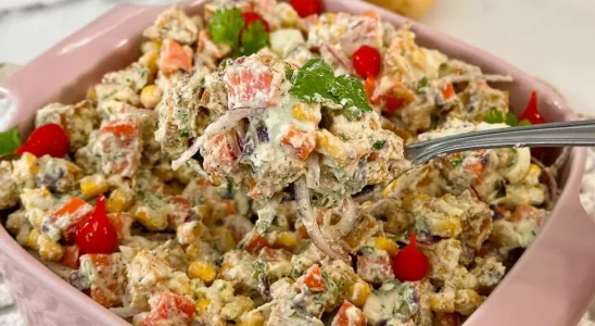 Salada cremosa bem completa e saborosa: nem precisa fazer carne no almoço 3 salada cremosa