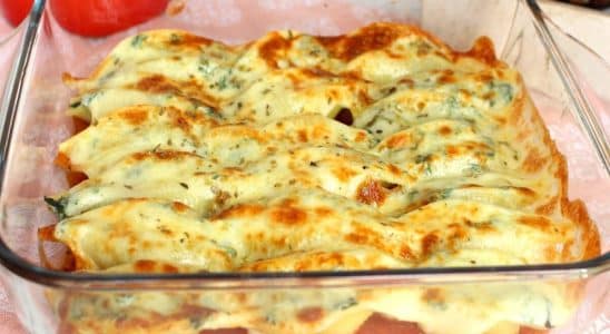 conchiglione com creme de espinafre