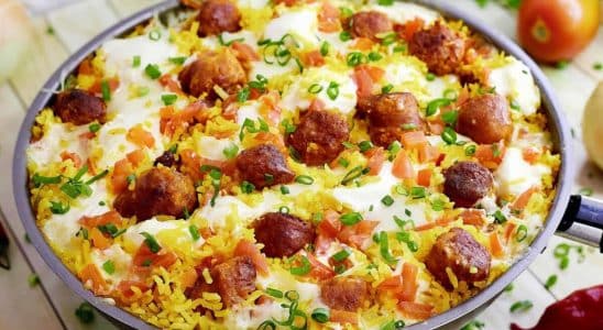 arroz cremoso com linguiça