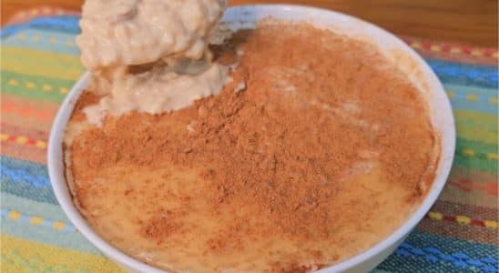 arroz doce com doce de leite