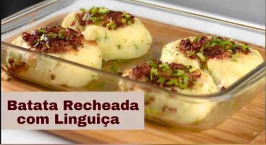 batata recheada com linguiça