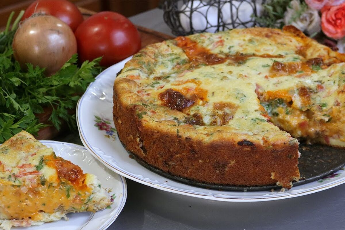 Torta com massa de creme de leite prática e saborosa para substituir a pizza de hoje 164 torta com massa de creme de leite