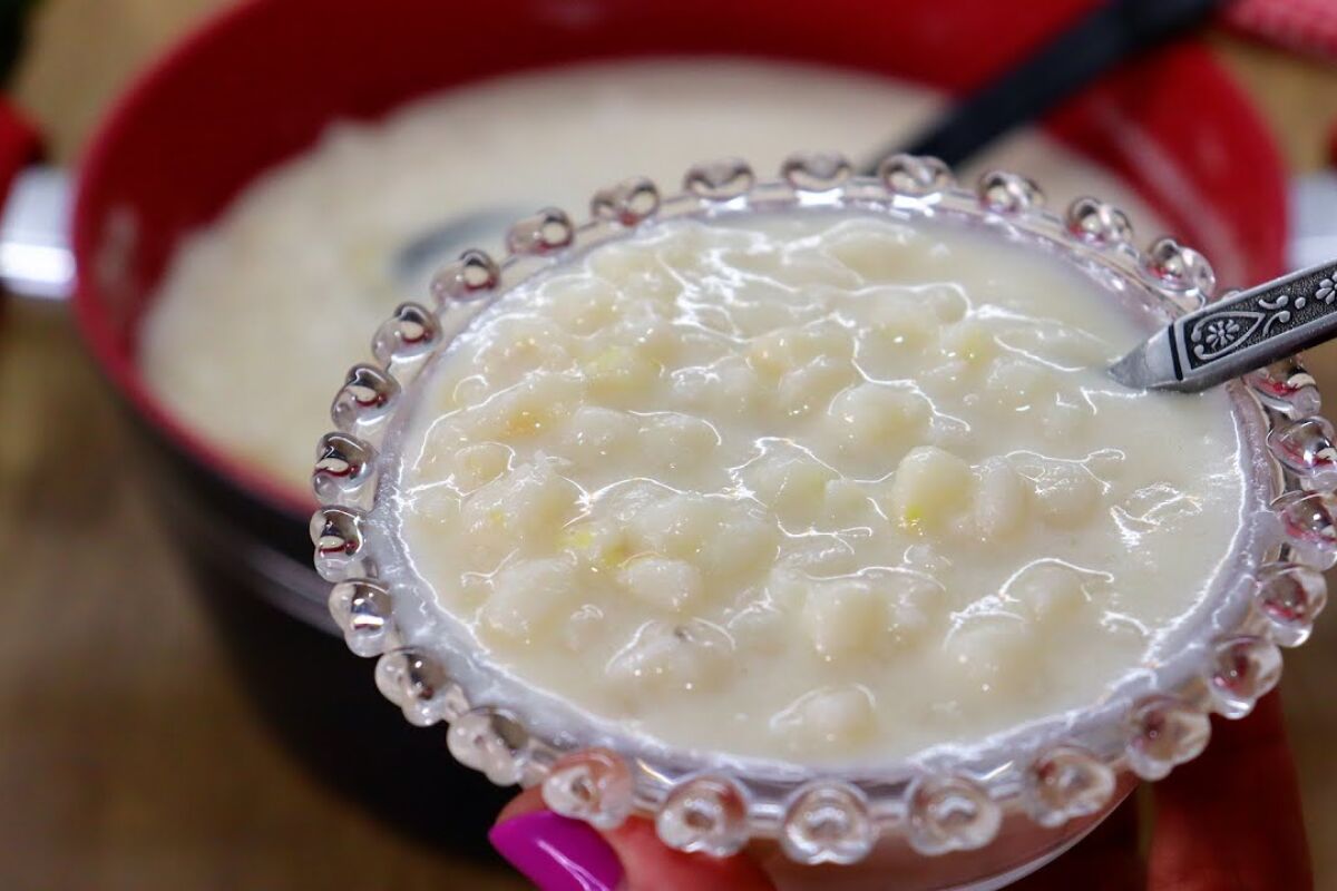 Canjica de leite condensado cremosa com gostinho de casa de vó 175 CANJICA DE LEITE CONDENSADO