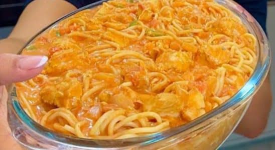 macarrão cremoso com frango