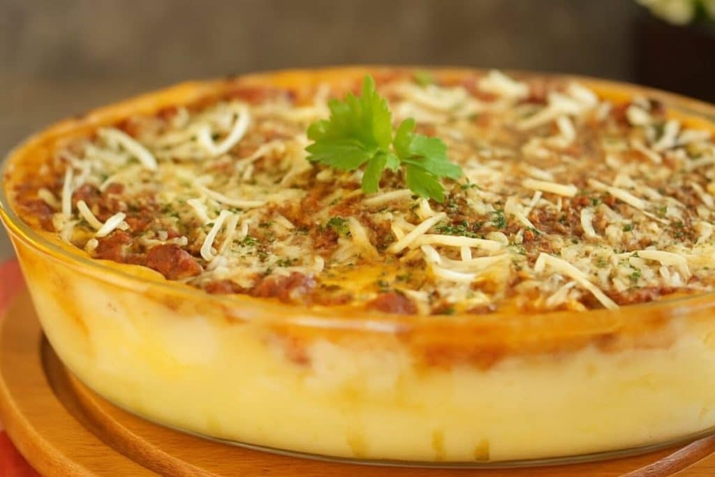 purê de batatas recheado