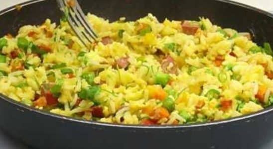 receita com arroz amanhecido