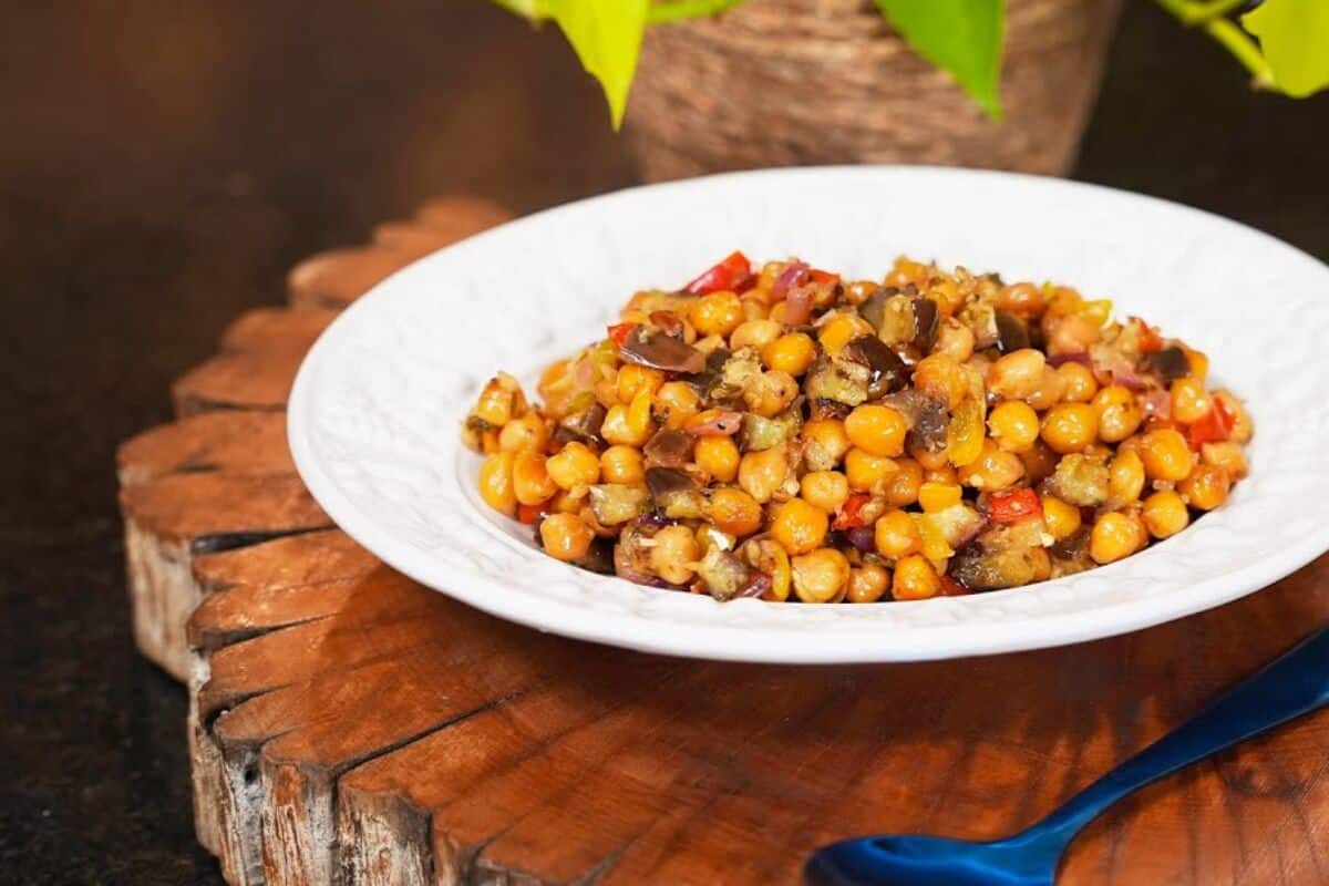 salada assada de grão de bico