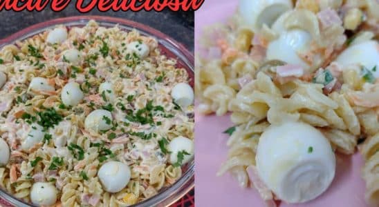 salada de macarrão com bacon