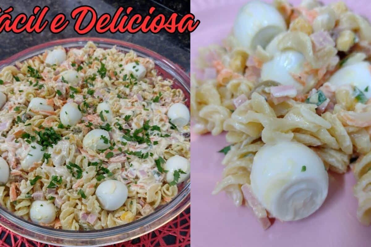 salada de macarrão com bacon