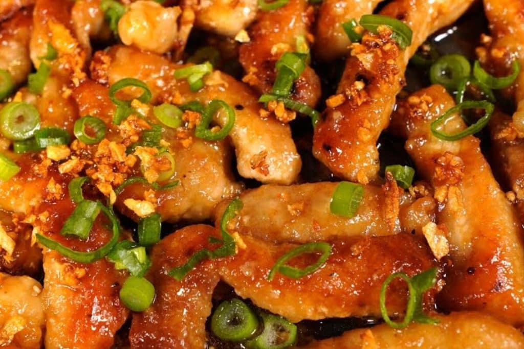 Carne de porco alho e óleo