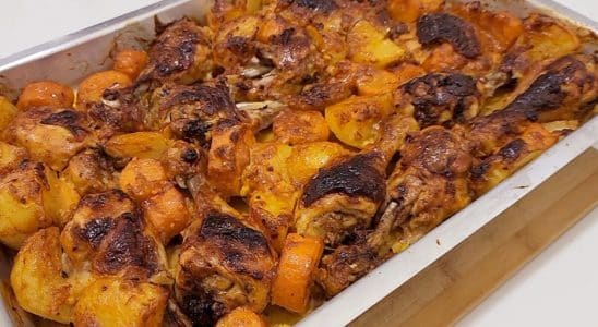 Frango assado com batata