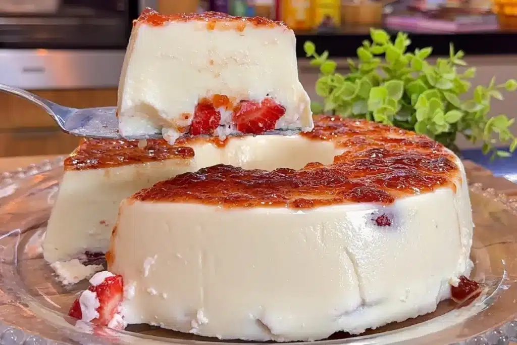 Pudim morango do amor: cremoso, fácil e com um sabor que conquista logo na primeira colherada 4 PUDIM MORANGO DO AMOR