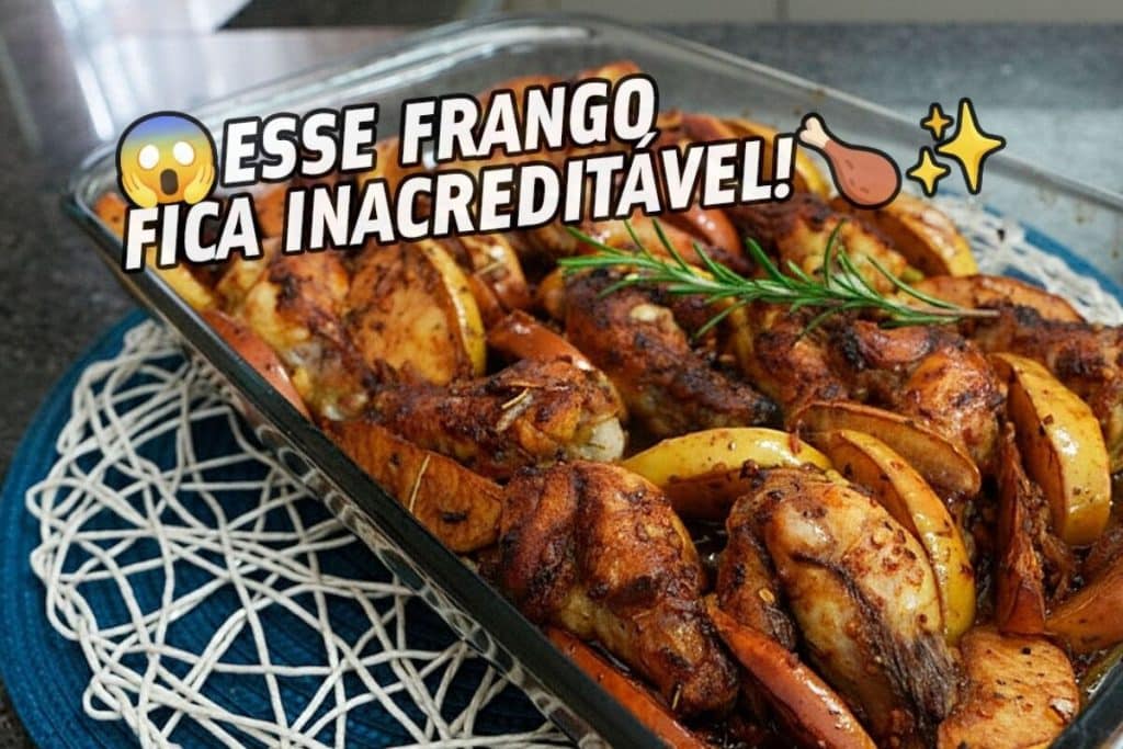 frango assado com maçã