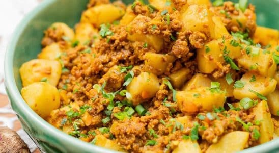 inhame com carne moída