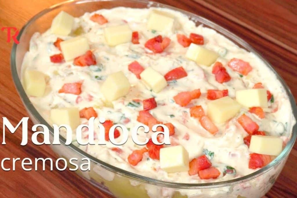 mandioca cremosa com bacon