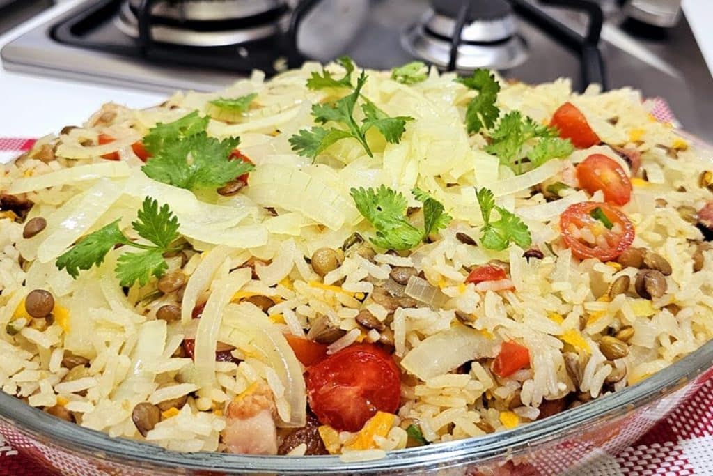 arroz com lentilha