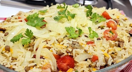 arroz com lentilha