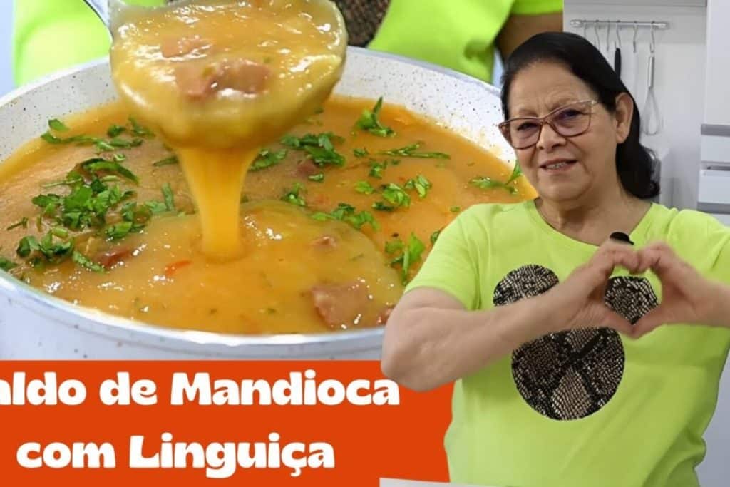 caldo de mandioca com linguiça