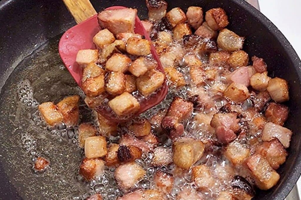 salada de legumes com bacon