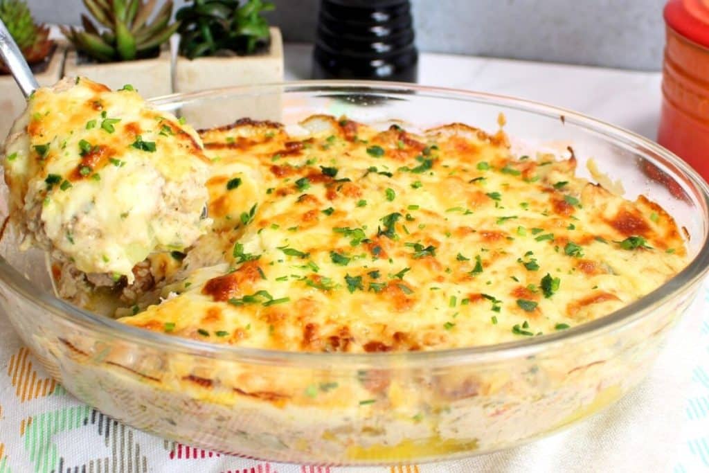 Atum gratinado com batata