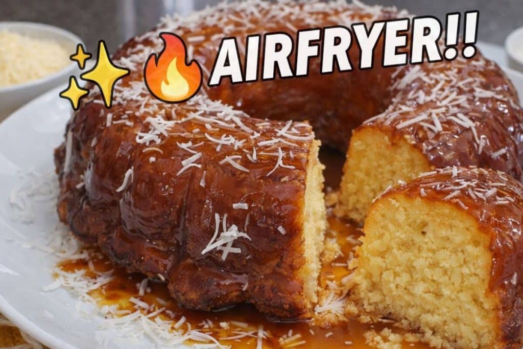 Bolo queijadinha na air fryer, que é prático, fica super cremoso e é perfeito para a hora do lanche 70 Bolo queijadinha na air fryer
