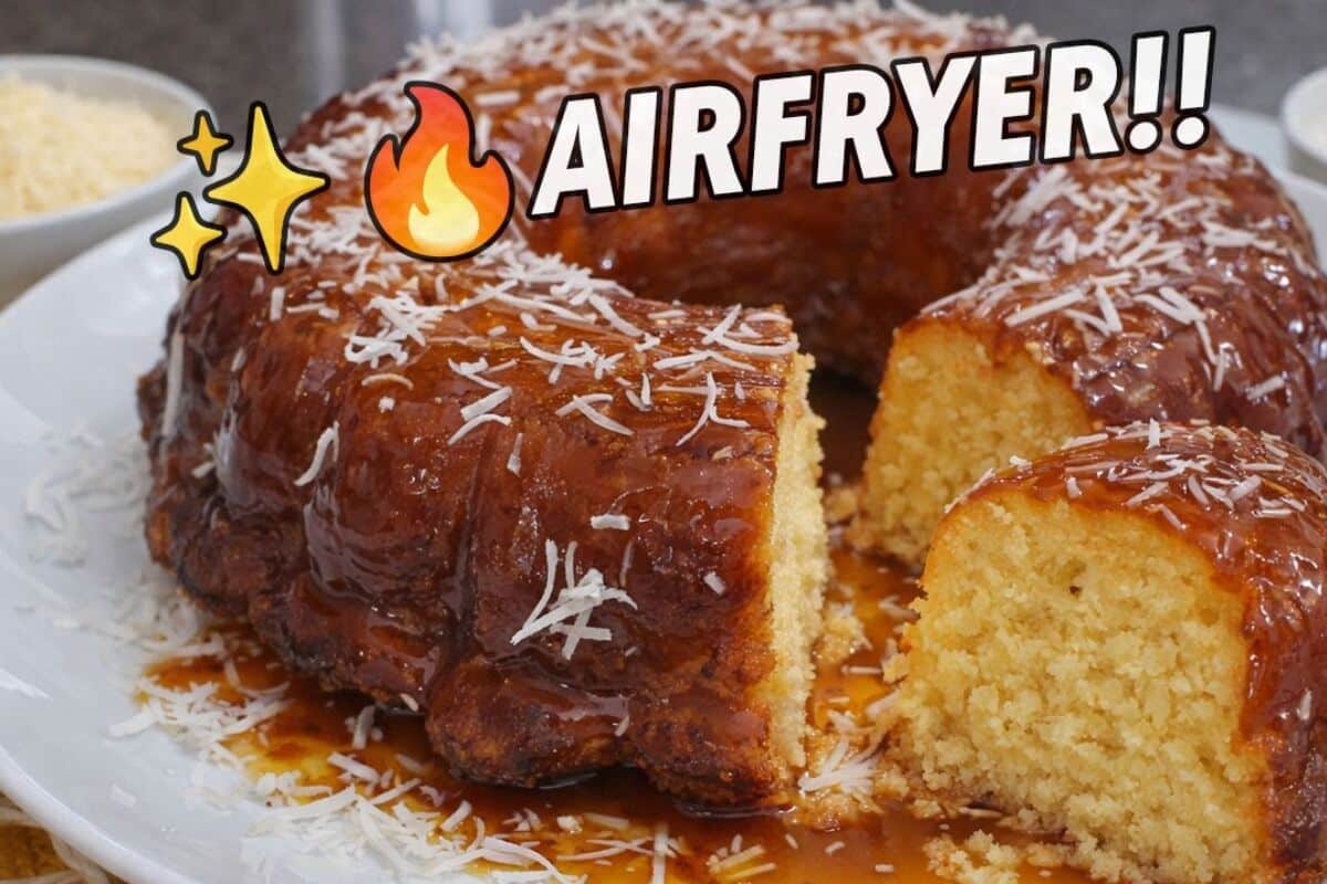 Bolo queijadinha na air fryer