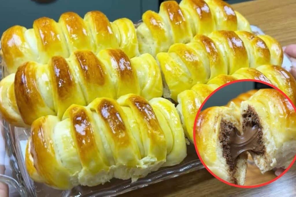 Pão doce recheado com nutella, que é muito fácil de preparar e fica super fofinho e delicioso 168 Pão doce recheado