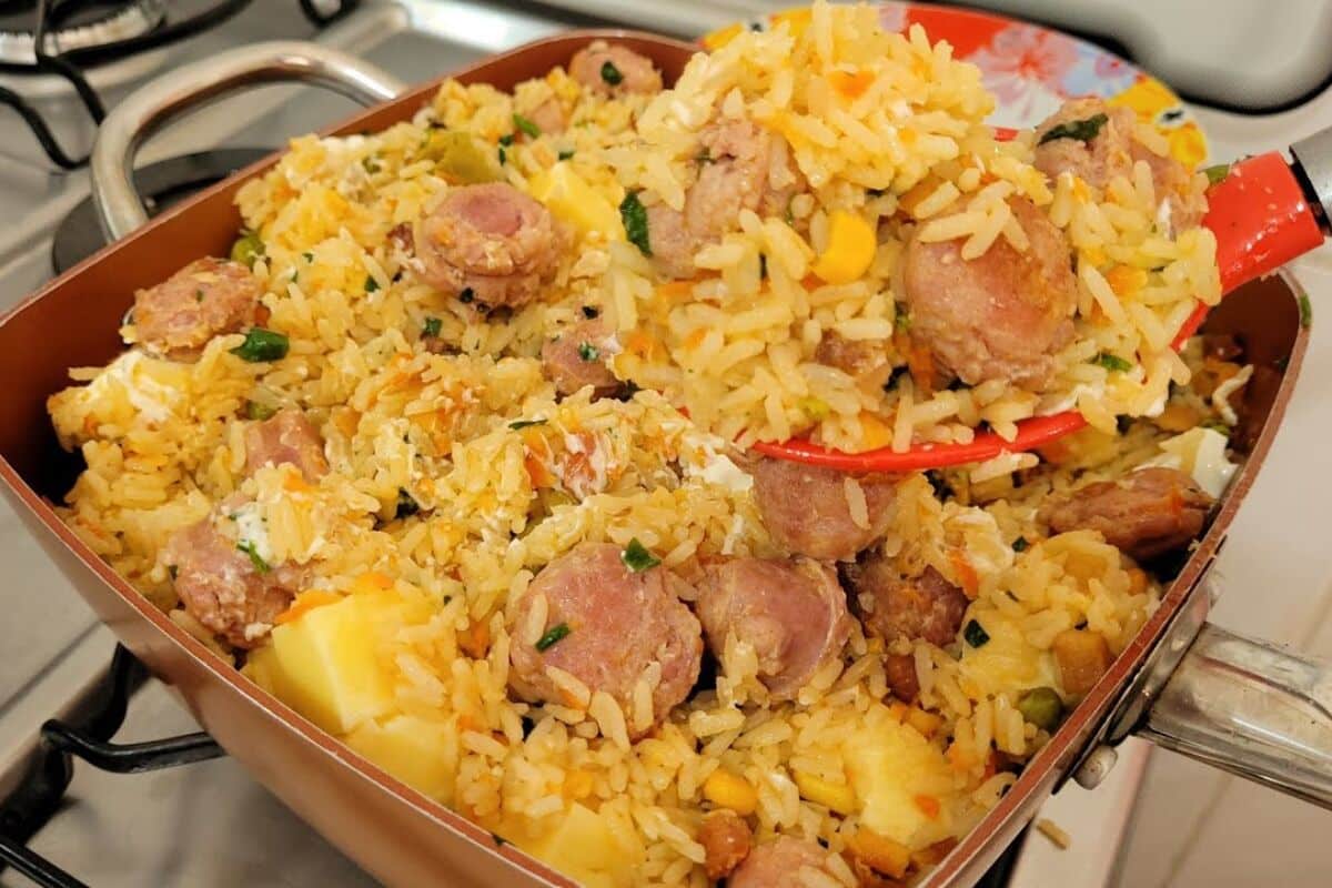 Arroz com linguiça toscana