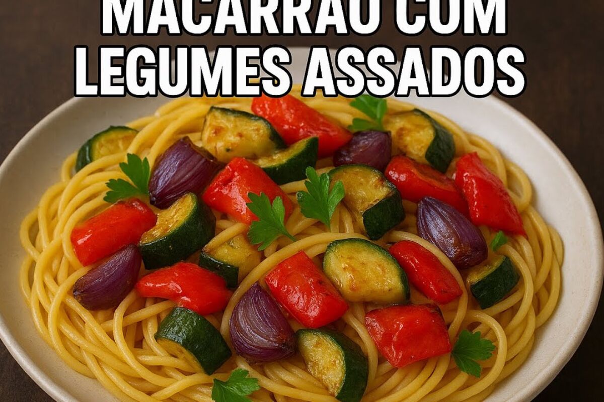 Macarrão com legumes assados