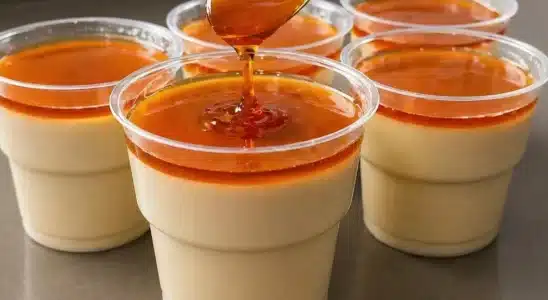 Flan no copinho feito sem ir ao fogo, uma sobremesa muito rápida, econômica e deliciosa 2 Flan no copinho