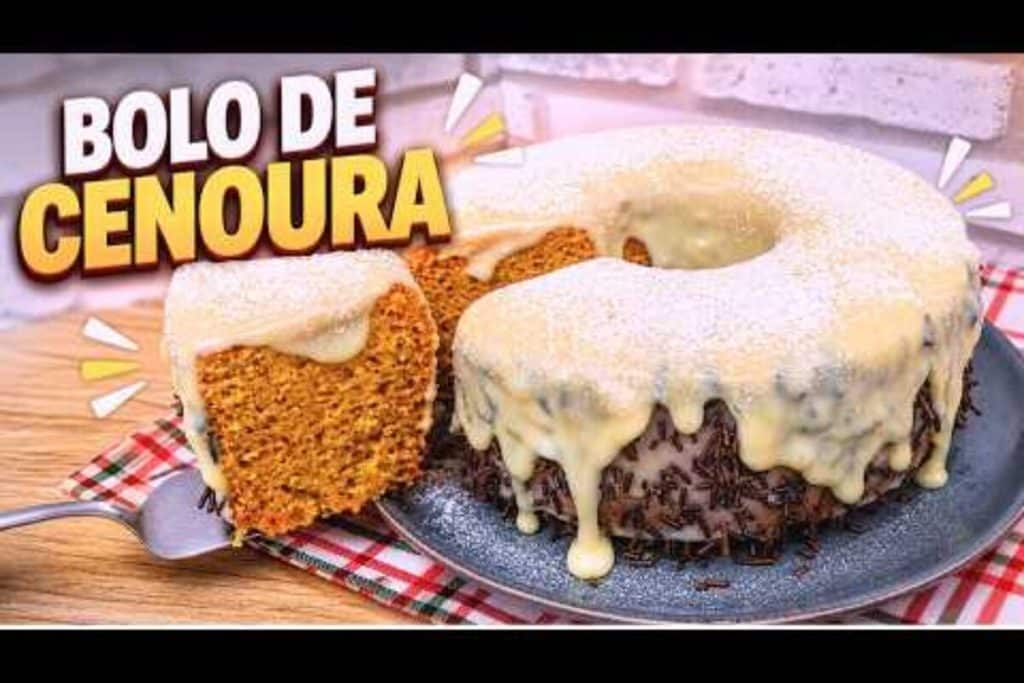 Bolo de cenoura super macio e molhadinho, com uma cobertura de leite em pó irresistível 110 Bolo de cenoura
