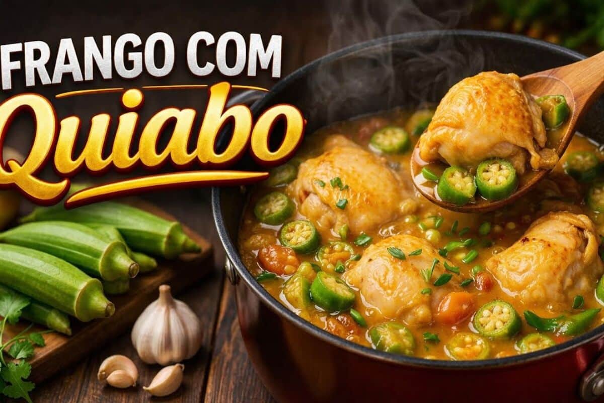 Frango com quiabo bem tradicional, suculento e sem baba, para servir com um angu quentinho e saboroso 159 Frango com quiabo