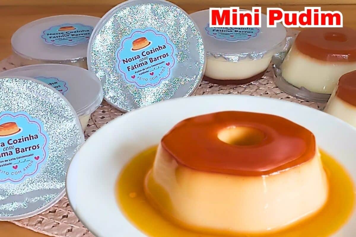 Mini pudim de leite condensado feito com embalagem profissional e uma massa bem lisinha 77 Mini pudim de leite condensado