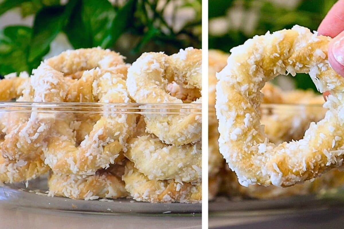 Rosquinha Samantha clássica de padaria com açúcar e coco ralado por cima, levinha e macia 37 Rosquinha Samantha