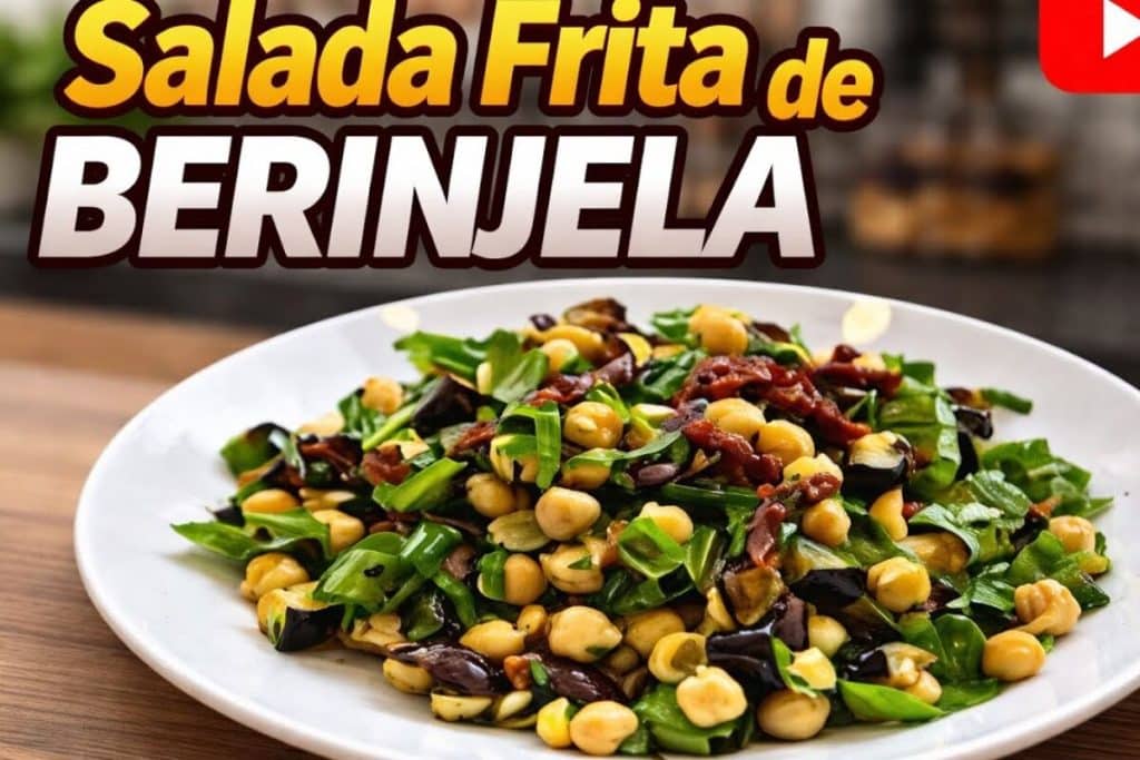 Salada frita de berinjela bem temperada, um acompanhamento delicioso e diferente 184 Salada frita de berinjela