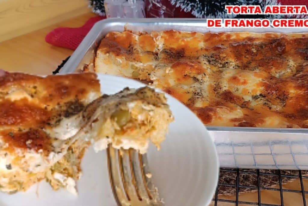 Torta aberta de frango com um recheio incrivelmente cremoso e uma massa bem leve 196 Torta aberta de frango