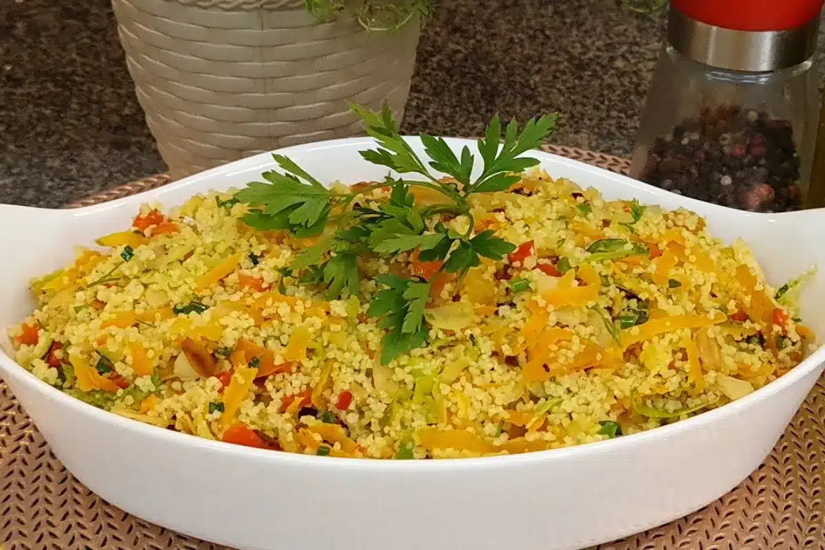Cuscuz marroquino com vegetais bem coloridos, um acompanhamento sofisticado e muito rápido 69 Cuscuz marroquino