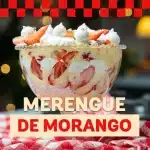 Merengue de morango com muito creme e pedaços frescos da fruta, uma sobremesa divina 1 Merengue de morango