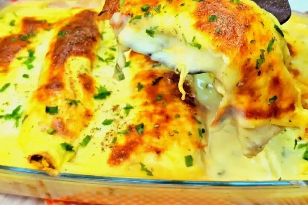 Panqueca de frango com massa leve e um maravilhoso molho de batata com cebola 4 Panqueca de frango