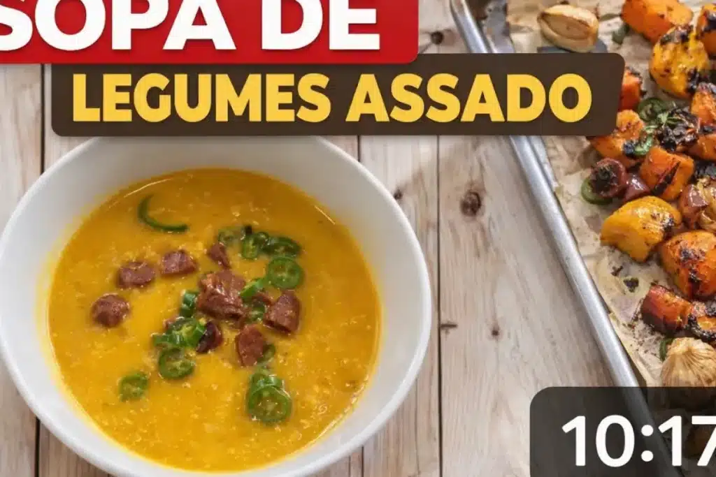 Sopa de legumes assados no forno com ervas aromáticas e batidos, para um jantar super saboroso 4 Sopa de legumes assados