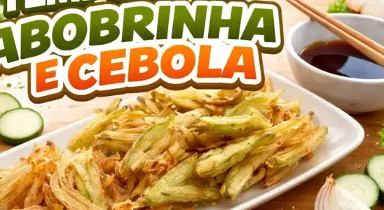 Tempurá de abobrinha e cebola bem sequinho e crocante, um petisco maravilhoso para o final de semana 1 Tempurá de abobrinha e cebola