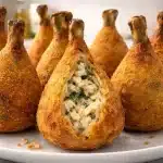 Coxinhas sem massa muito recheadas de frango, super cremosas por dentro e com uma casquinha irresistível 1 Coxinhas sem massa