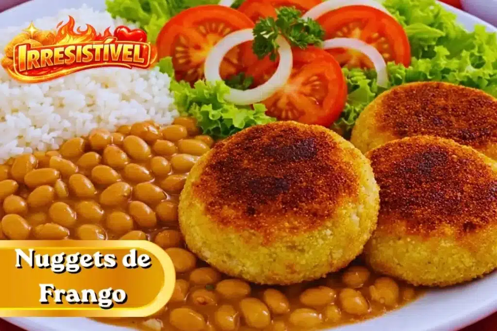 Nuggets de frango caseiro bem temperado, saudável e com uma casquinha crocante, que a criançada ama 4 Nuggets de frango caseiro